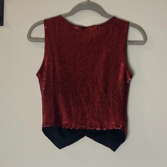 Red Sequined Vest Top M - Picture 4 of 5